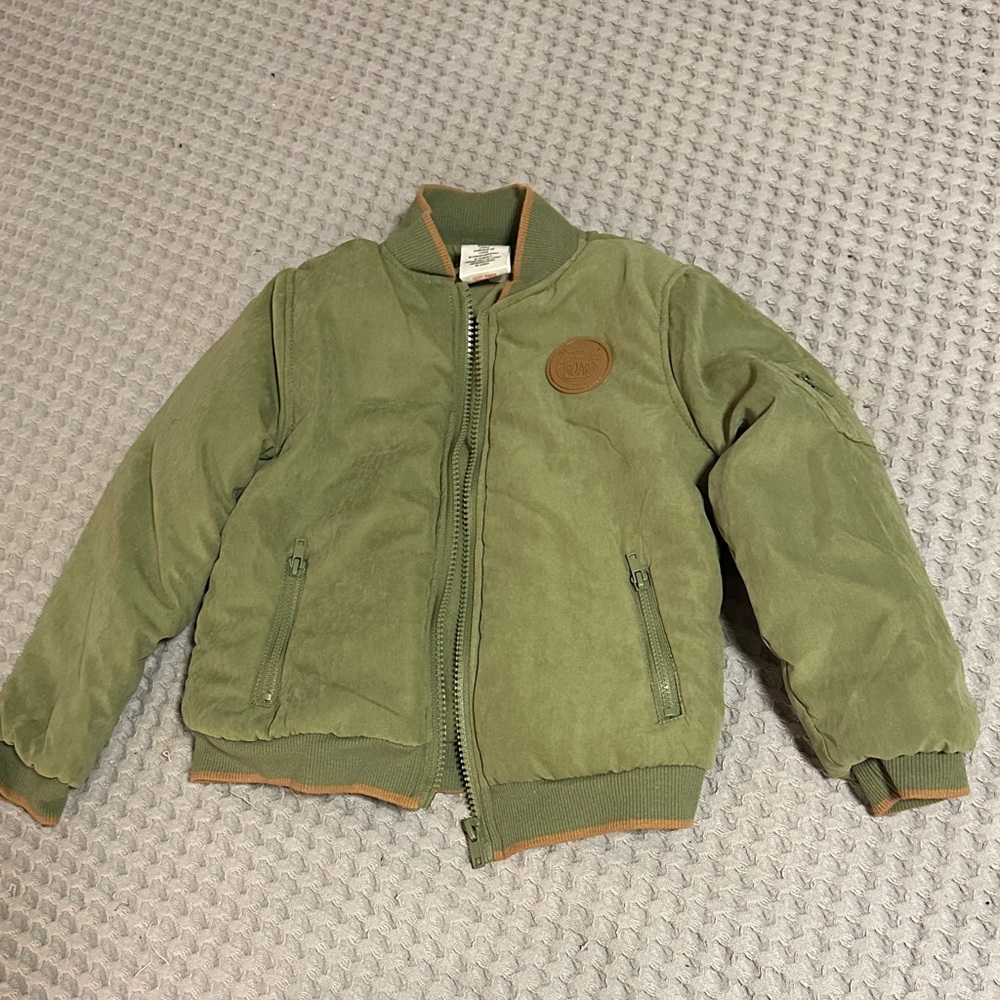 Kids Olive Green Bomber Jacket